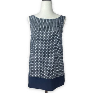 LOFT XS Keyhole Tie Neck Tank Top Lightweight Casual Loose Fit Navy Blue